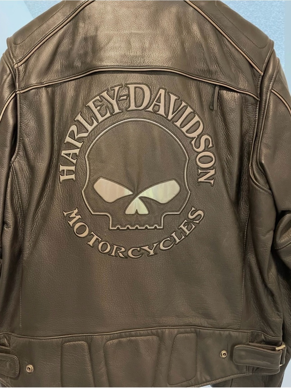 Harley-Davidson Black Leather Skull Back Patch Motorcycle Jacket - Picture 3 of 5